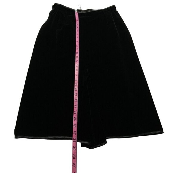 JANICE WAINWRIGHT VTG Rayon Silk Blend Velvet Midi Skirt Formal Black 12 62-14 - Picture 2 of 12